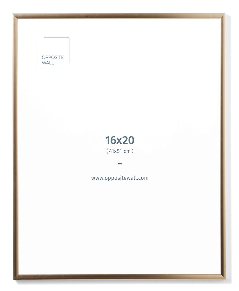Opposite Wall Aluminium Metal Picture Frame, 16x20 in. | 41x51 cm Gold Sleek Matte, Lightweight, Shatterproof and Durable, Perfectly Crafted for Picture, Poster, Photo and Collage Displays - Image 1